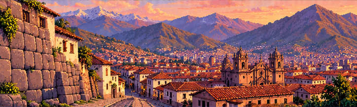 Bức tranh pixel art phong cảnh Cusco trên toa tàu Slow Rail